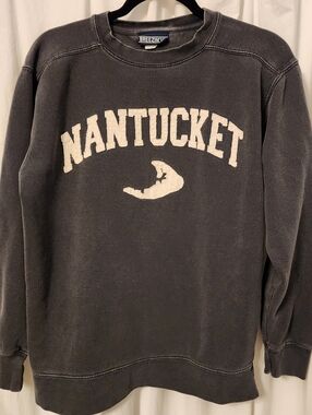 Vintage Nantucket Mass Breezin' Up Sweatshirt Pullover Crewneck Small Blue Grey